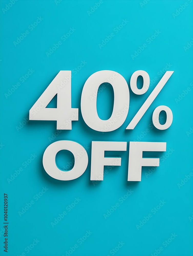 White '40% OFF' Promotional Sign on a Turquoise Background White '40% OFF' Promotional Sign on a Turquoise Background