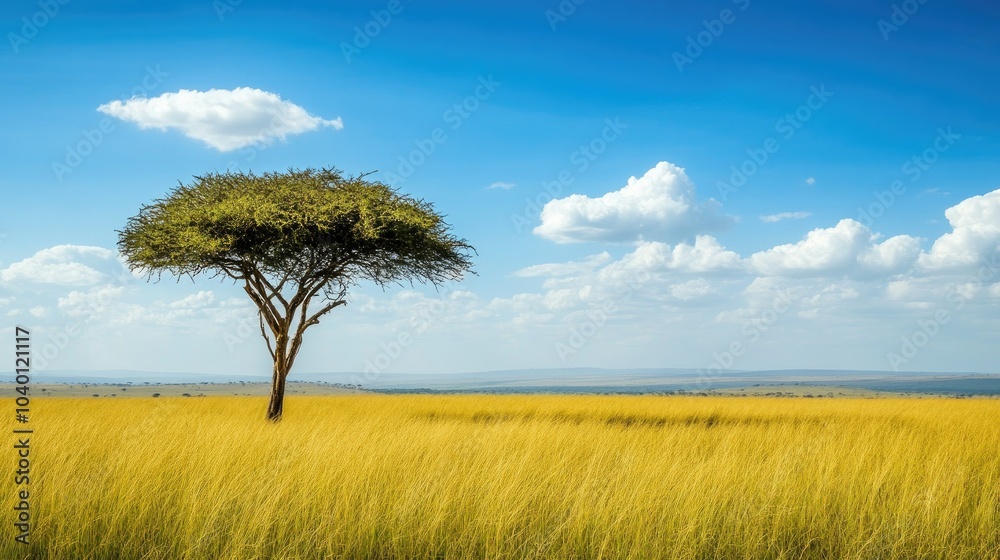 African grasslands stretching to the horizon, leaving room for copy in the sky African grasslands stretching to the horizon, leaving room for copy in the sky