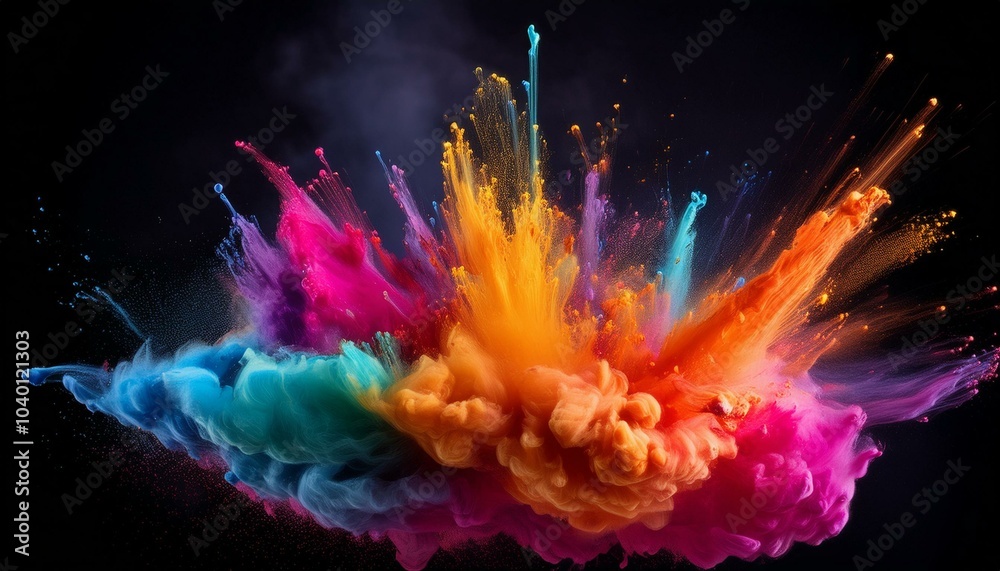 a vibrant explosion of color against a dark backdrop showcasing the beauty of pigment in motion a vibrant explosion of color against a dark backdrop showcasing the beauty of pigment in motion