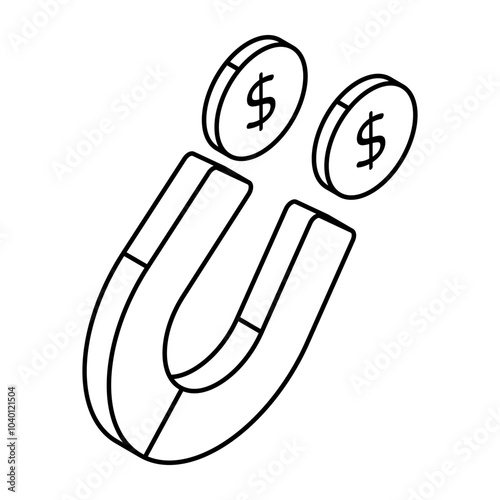 A colored design icon of attract money