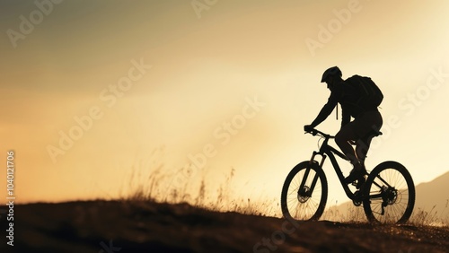 Wallpaper Mural photo side view sillhuette of man riding a bicycle bike uphill with natural light. Torontodigital.ca