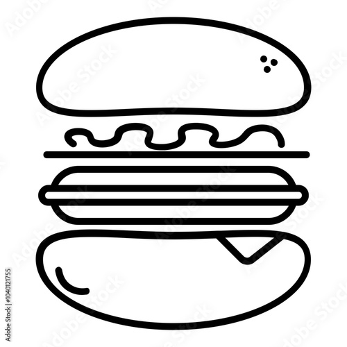 Makin's hamburger is layered with bread, meat and vegetables and also has mayonnaise and sauce inside.