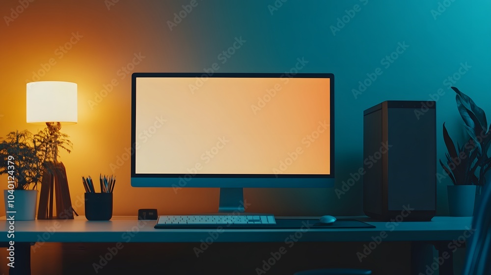 Blank mockup template of a desktop computer monitor on a creative designer's desk. Blank mockup template of a desktop computer monitor on a creative designer's desk.