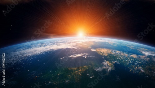 earth from space during sunrise