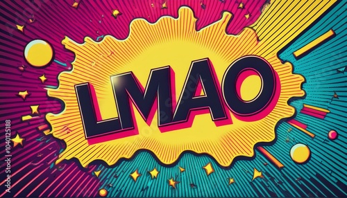 exciting pop art background with lmao text bold patterns dynamic graphics colorful 