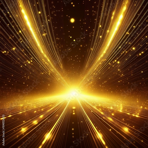 golden light beams and particles abstarct background