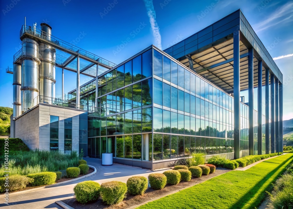 Modern Industrial Plant Surrounded by Scenic Landscape - Architectural Photography Modern Industrial Plant Surrounded by Scenic Landscape - Architectural Photography