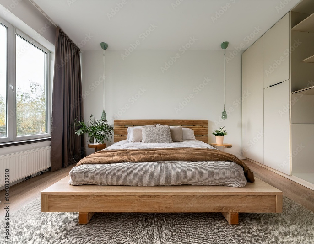 minimalist bedroom with a wooden platform bed minimalist bedroom with a wooden platform bed