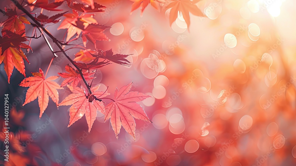 Autumnal Maple Leaves with Bokeh Background Autumnal Maple Leaves with Bokeh Background