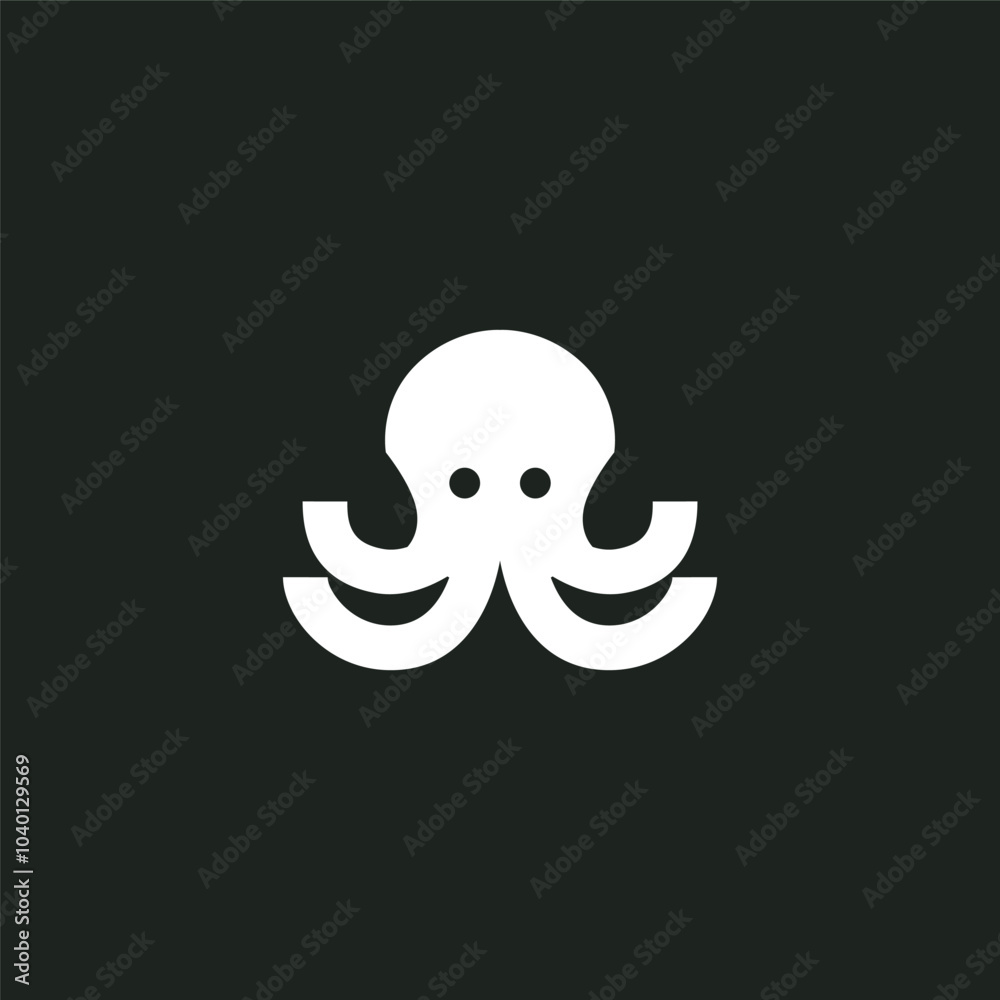 Fototapeta premium simple minimalist flat bold line modern squid octopus logo vector illustration