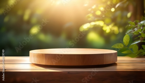 rustic wooden podium with a natural finish highlighted by warm natural light