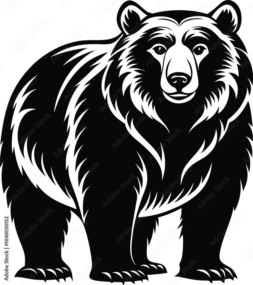 Fototapeta premium Bear silhouette black and white template