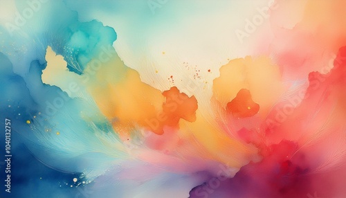vertical abstract watercolor background in warm and cool colors with copy space