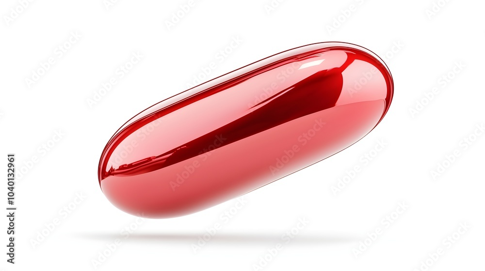 Stunning Metallic Red Floating Capsule on Pristine White Background - Eye-Catching Modern Design for Futuristic Concepts and Technology Projects Stunning Metallic Red Floating Capsule on Pristine White Background - Eye-Catching Modern Design for Futuristic Concepts and Technology Projects