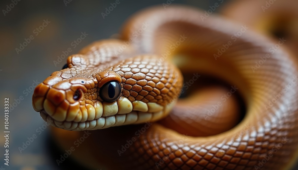 Fototapeta premium Ambereyed serpent poised in stillness