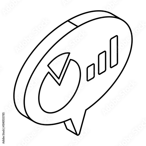 A flat design icon of analytical chat