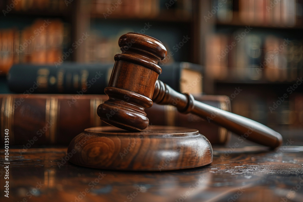 Designed with generative ai image of wooden gavel in a courthouse Designed with generative ai image of wooden gavel in a courthouse