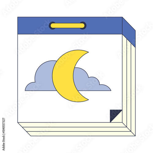 Calendar with a moon symbol, representing a bedtime routine.