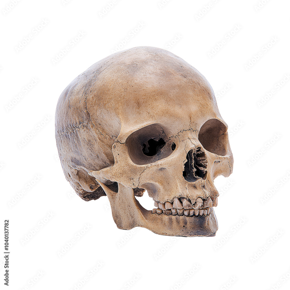 Obraz premium Human Skull with Teeth Isolated on White