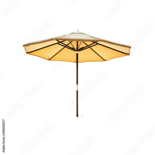 Beige Patio Umbrella Isolated on White Background