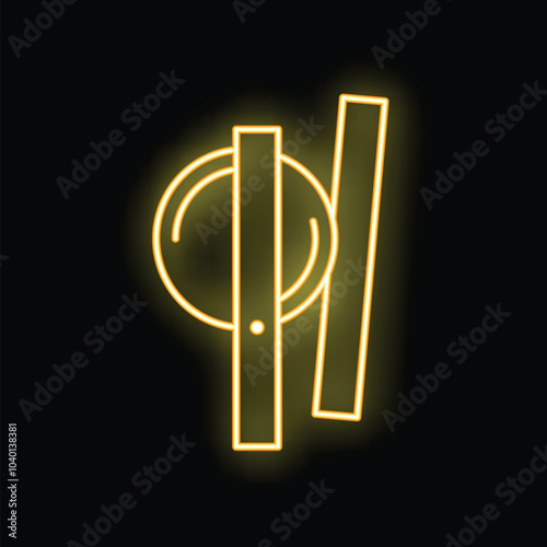 Bright yellow neon sign depicting sushi with chopsticks, ideal for restaurant menus or asian food advertisements