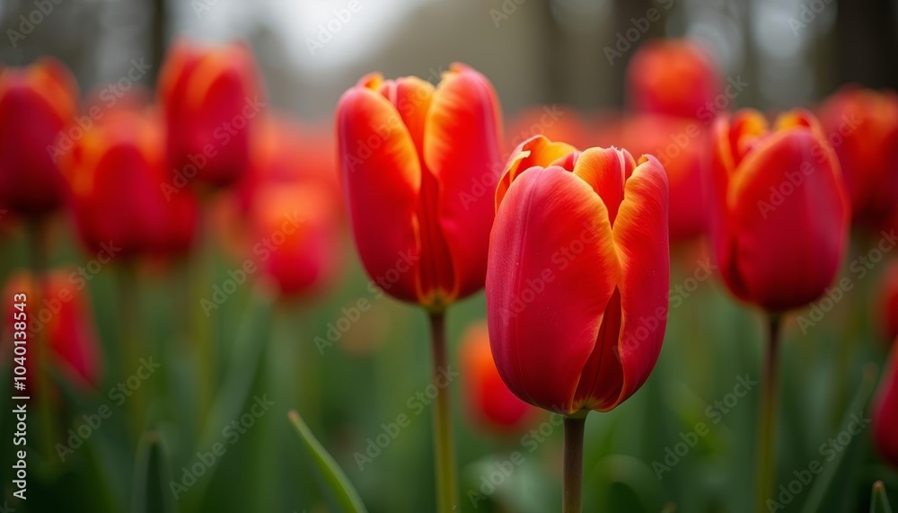 Vibrant tulips in bloom a symbol of springs arrival Vibrant tulips in bloom a symbol of springs arrival