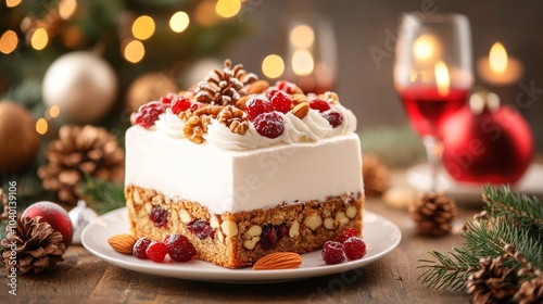 Wallpaper Mural Festive holiday cake adorned with nuts and berries Torontodigital.ca