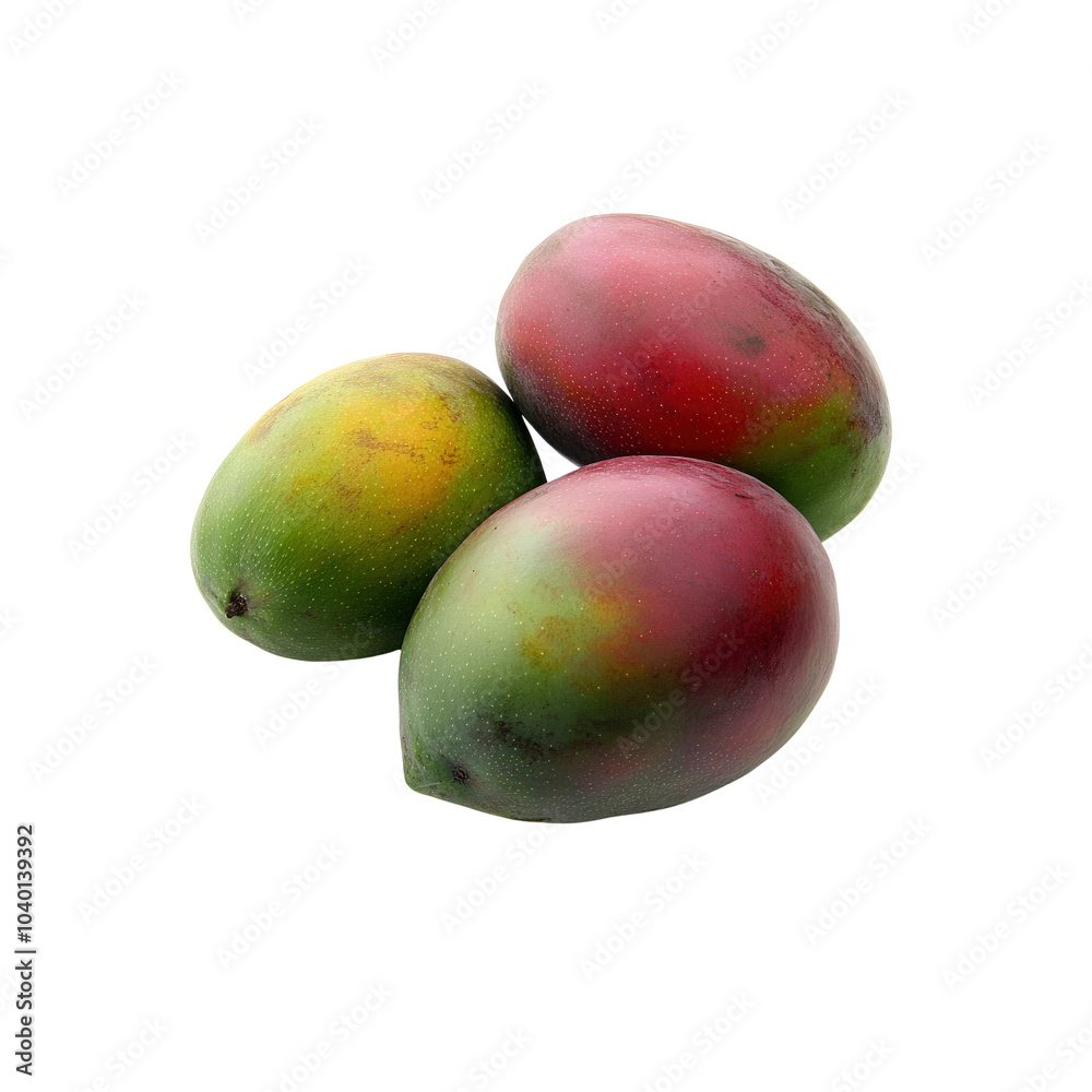Three Ripe Mangoes on White Background Three Ripe Mangoes on White Background