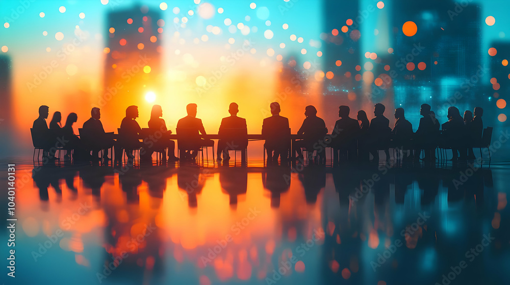 3D Business Team Silhouettes Around Table Abstract Background | Teamwork Collaboration Concept | Soft Digital Art Bokeh | Modern Business Environment Icon | Isolated Design Element 3D Business Team Silhouettes Around Table Abstract Background | Teamwork Collaboration Concept | Soft Digital Art Bokeh | Modern Business Environment Icon | Isolated Design Element