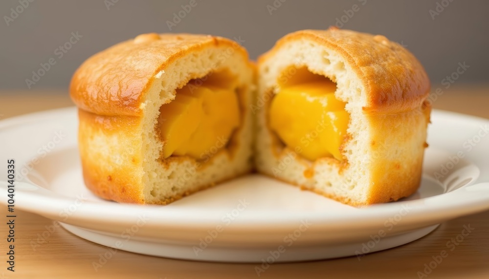 Deliciously baked bread with a creamy filling Deliciously baked bread with a creamy filling
