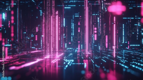 Wallpaper Mural Geometric data points and neon lines in motion on a dark tech background Torontodigital.ca