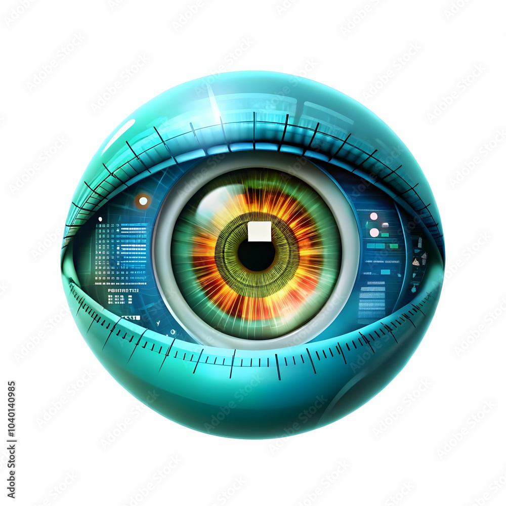 Robotic Eye Scanning Medical Data Macro Image AI Healthcare Reflection of Medical Codes Analytical Capabilities Close Up Creative Stock Photo Concept with Ample Copy Space Robotic Eye Scanning Medical Data Macro Image AI Healthcare Reflection of Medical Codes Analytical Capabilities Close Up Creative Stock Photo Concept with Ample Copy Space