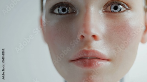 Female robot face, Artificial intelligence concept. Generative AI photo