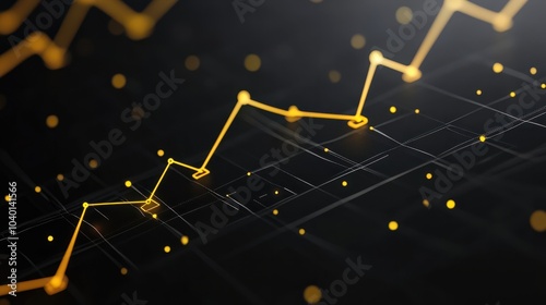 financial background illustration with yellow line triangles pointing right on black background