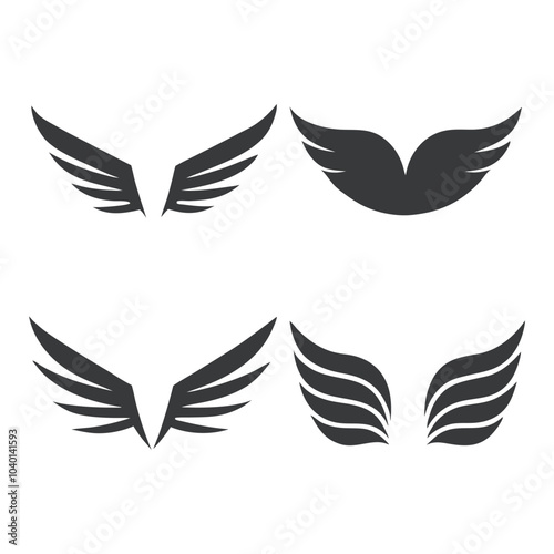 Abstract Wing Icons Sleek Vector silhouette Line Art Set.