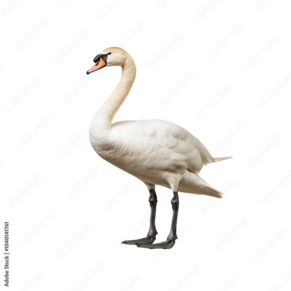 Elegant White Swan Isolated on White Background Elegant White Swan Isolated on White Background