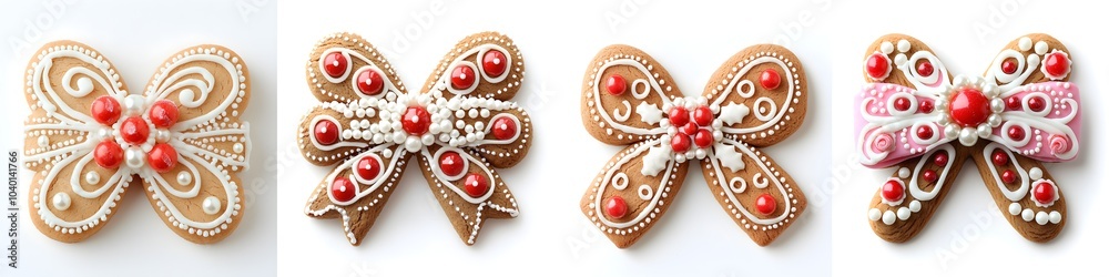 Colorful Gingerbread Cookies with Red Candies Colorful Gingerbread Cookies with Red Candies