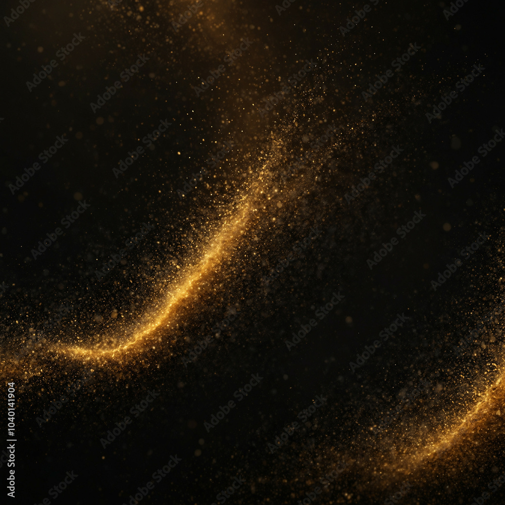 Golden dust sparkles against a black background Golden dust sparkles against a black background