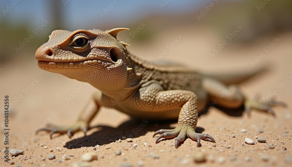 Desert Vigilance A lizards watchful gaze Desert Vigilance A lizards watchful gaze