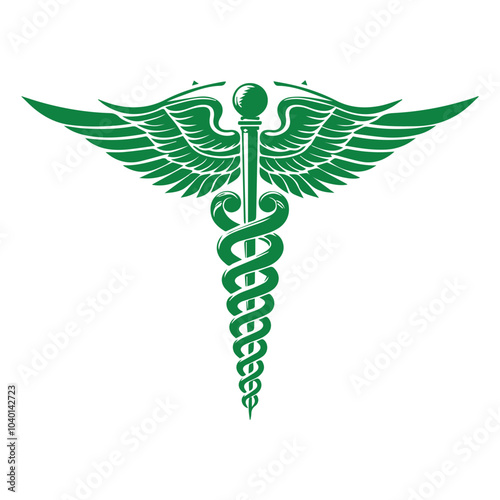 Caduceus Medical Symbol Vector Silhouette for Healthcare and Medicine, Ai generated