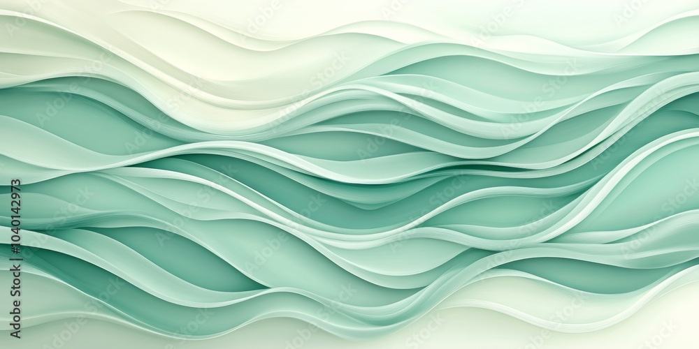 Fototapeta premium Gentle Waves of Mint, an abstract design featuring soft, flowing patterns in soothing mint tones, creating a tranquil visual experience.