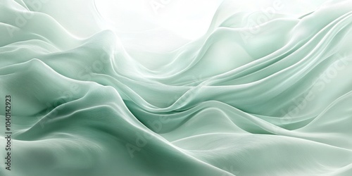 Gentle Mint Waves, Softly colored flowing abstract pattern on a light mint background, evoking tranquility and fluidity in design