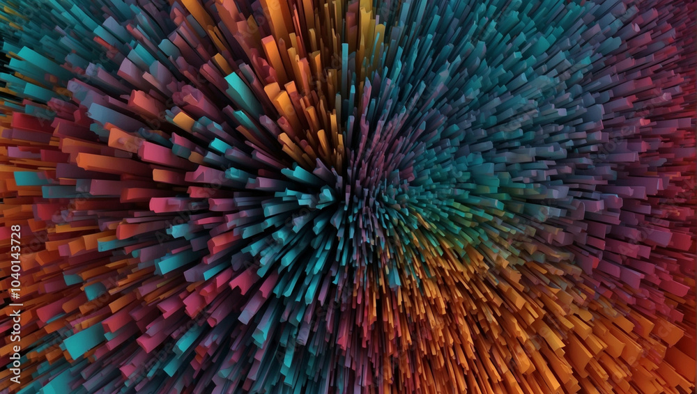 Obraz premium Vibrant abstract background features dynamic 3D shapes in a colorful explosion of hues
