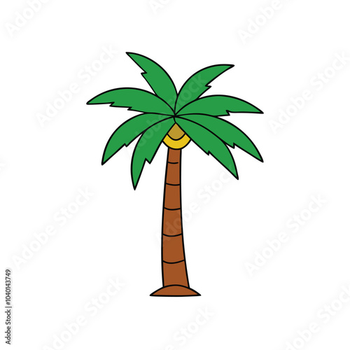 Palm Tree Silhouette Vector Art Illustration for Natural Forest Design.