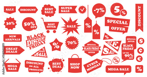 set of promotions discount labels labels black friday cyber monday discount