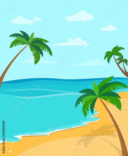 Palm trees growing on tropical beach