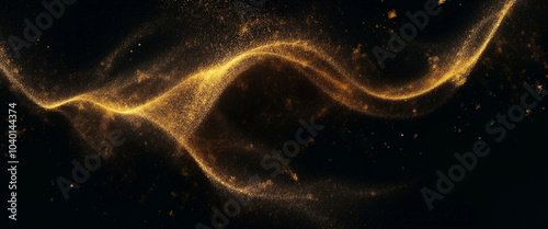 Gold dust swirls elegantly against a dark backdrop, creating a magical vibe
