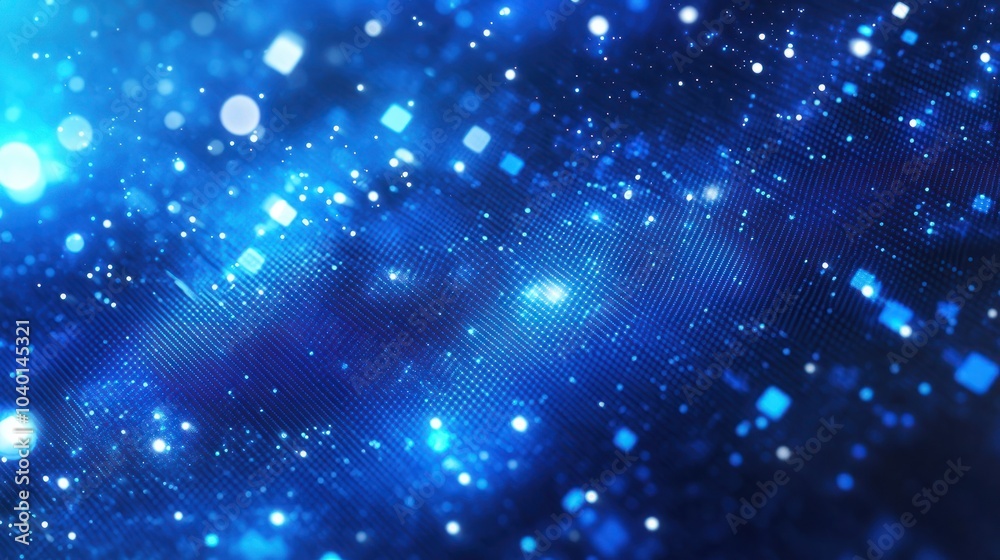 Fototapeta premium Futuristic blue abstract grid background with dots and squares
