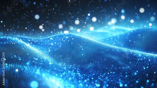 Wallpaper Mural Futuristic blue abstract grid background with dots and squares Torontodigital.ca