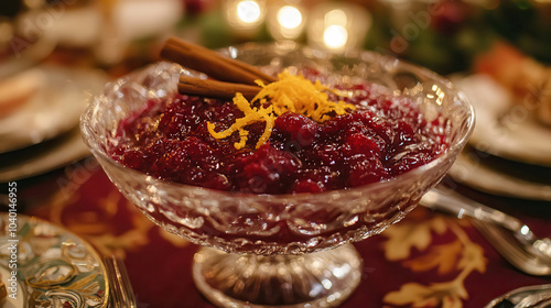 Close-up of Festive Cranberry Sauce for Thanksgiving Meal